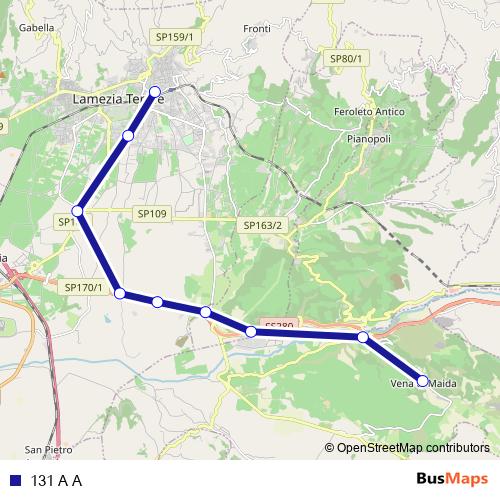 131 A A bus Line Map