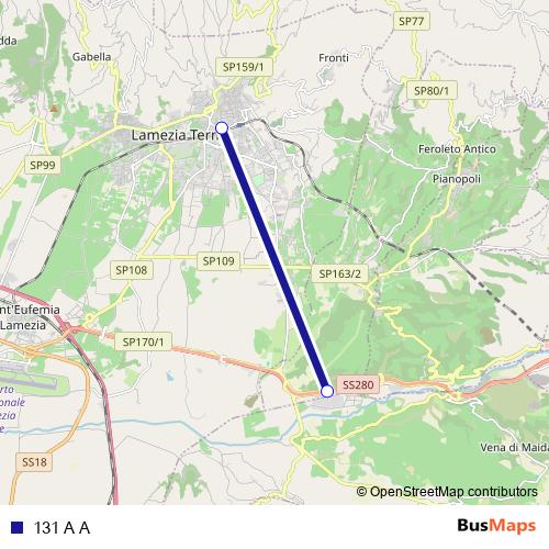 131 A A bus Line Map