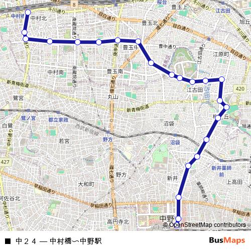 中２４ bus Line Map