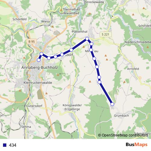 434 bus Line Map
