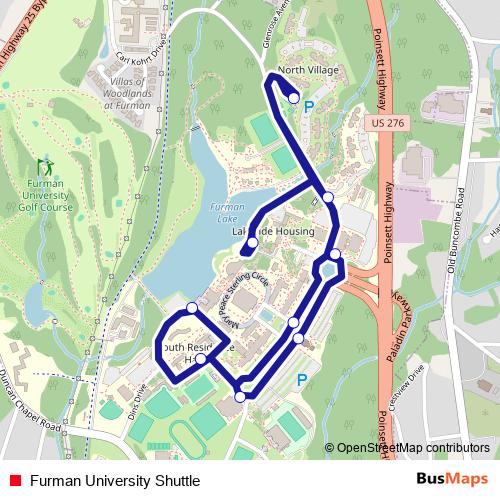 Furman University Shuttle bus Line Map