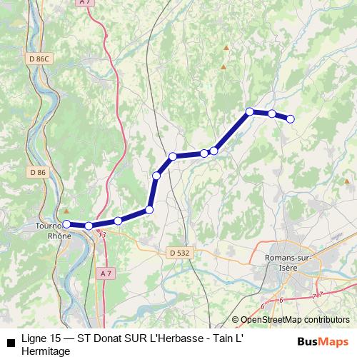 Ligne 15 bus Line Map