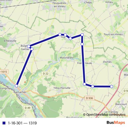 1-16-301 bus Line Map