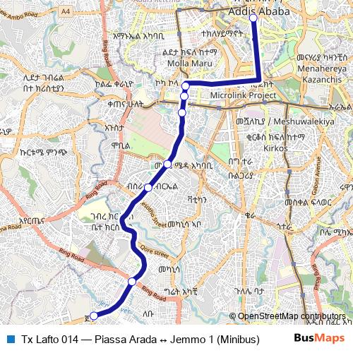 Tx Lafto 014 bus Line Map