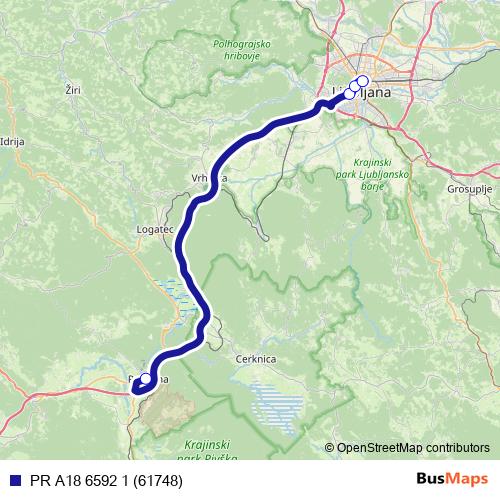 PR A18 6592 1 (61748) bus Line Map
