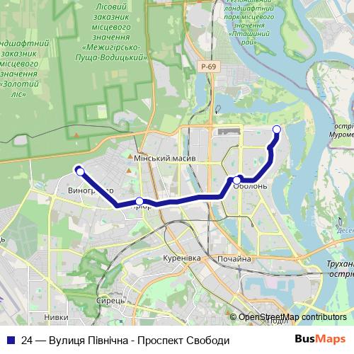 24 trolleybus Line Map