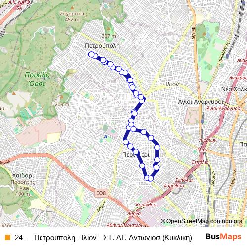 24 trolleybus Line Map