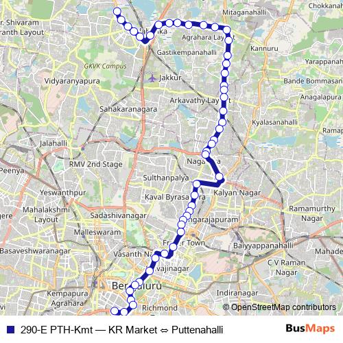 290-E PTH-Kmt bus Line Map