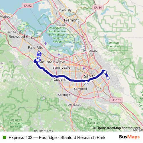 Express 103 bus Line Map