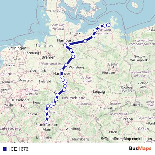 ICE 1676 rail Line Map