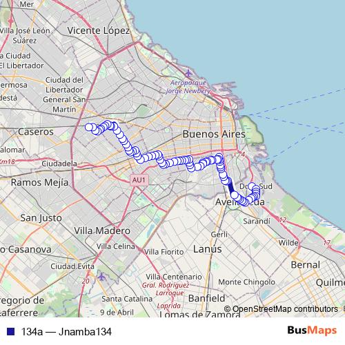134a bus Line Map