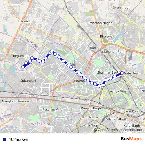 102adown bus Line Map