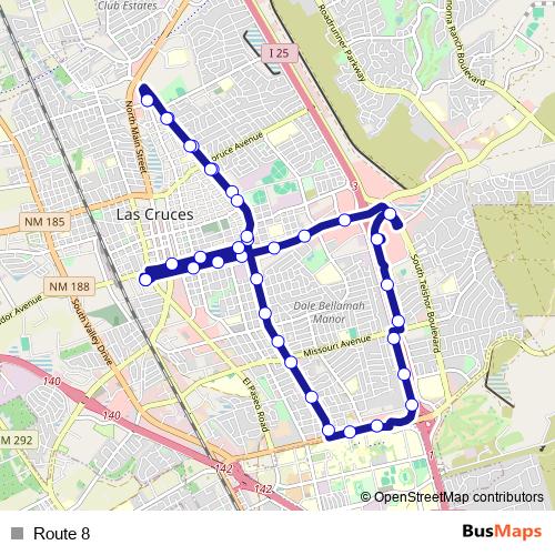 Route 8 bus Line Map