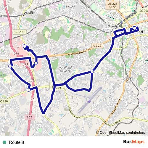 Route 8 bus Line Map