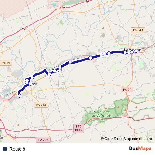 Route 8 bus Line Map