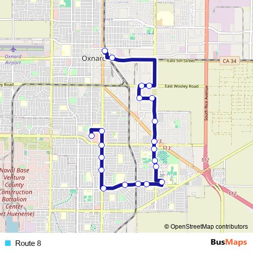 Route 8 bus Line Map