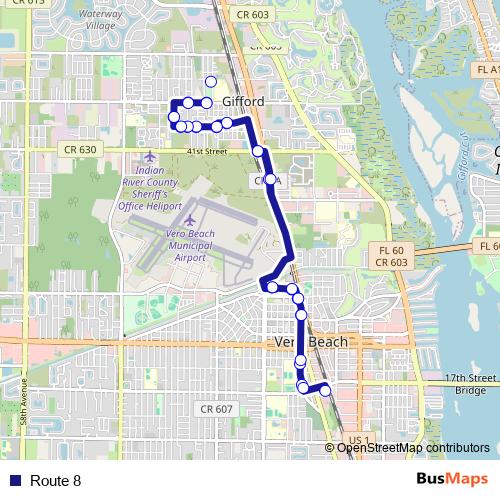 Route 8 bus Line Map
