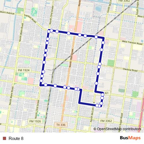 Route 8 bus Line Map