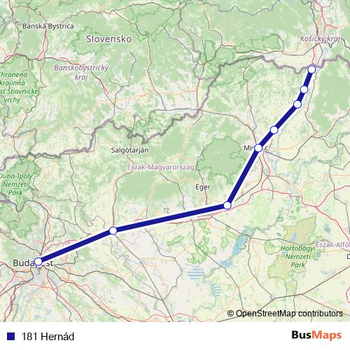 181 Hernád rail Line Map