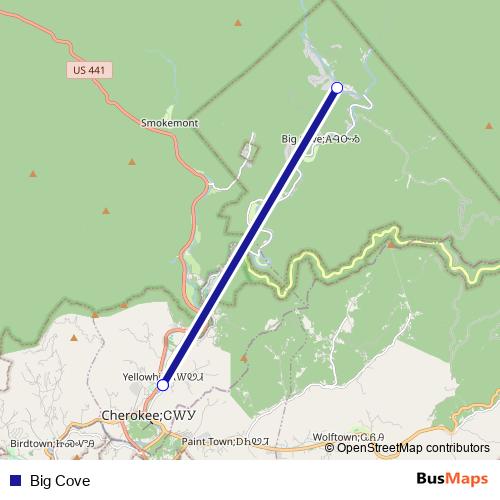 Big Cove bus Line Map