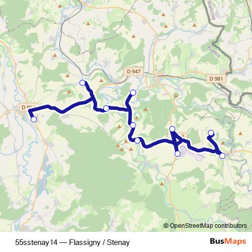 55sstenay14 bus Line Map