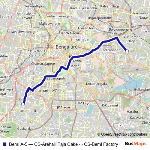 Beml A-5 bus Line Map