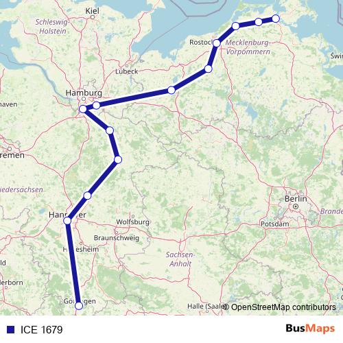 ICE 1679 rail Line Map