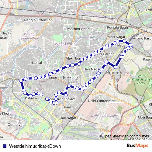 Westdelhimudrika(-)Down bus Line Map