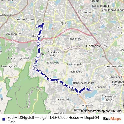 365-H D34g-Jdlf bus Line Map
