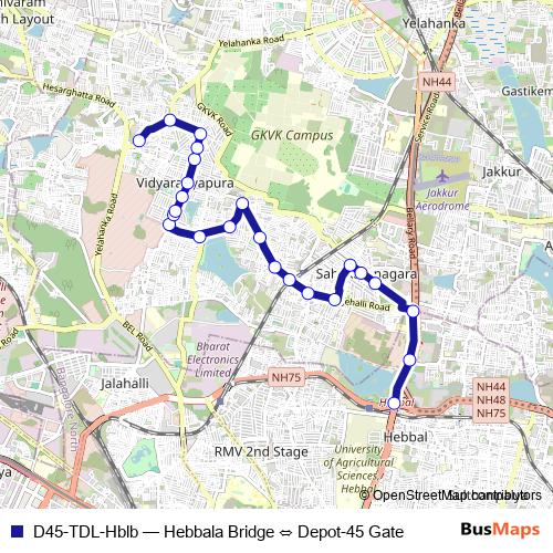 D45-TDL-Hblb bus Line Map