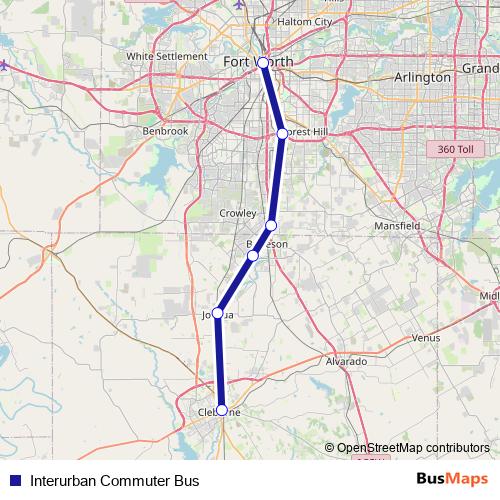 Interurban Commuter Bus bus Line Map