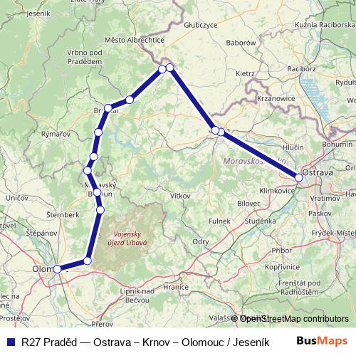 R27 Praděd rail Line Map