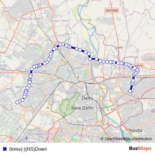0oms(-)(NS)Down bus Line Map