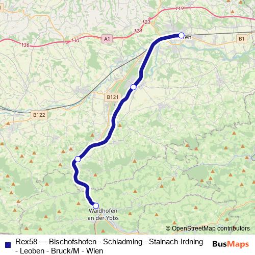 Rex58 rail Line Map