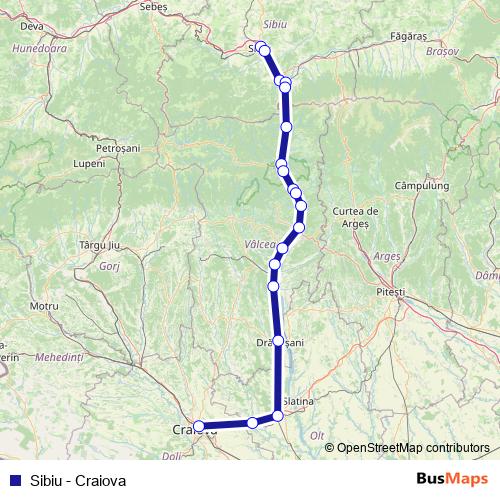 Sibiu - Craiova rail Line Map