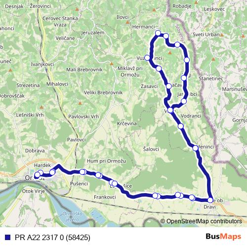 PR A22 2317 0 (58425) bus Line Map