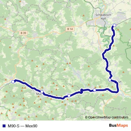 M90-S bus Line Map