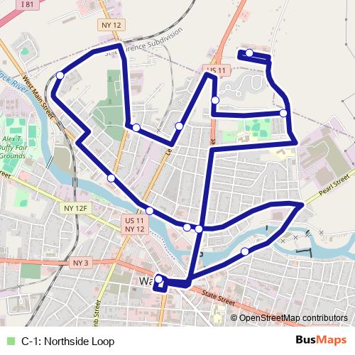 C-1: Northside Loop bus Line Map