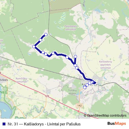 Nr. 31 bus Line Map