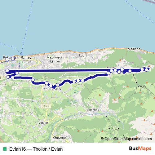 Evian16 bus Line Map