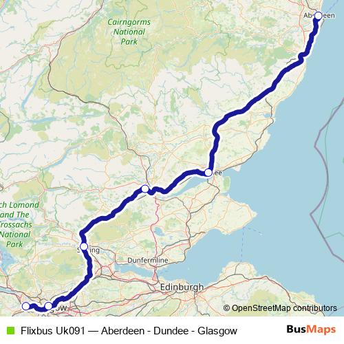 Flixbus Uk091 bus Line Map