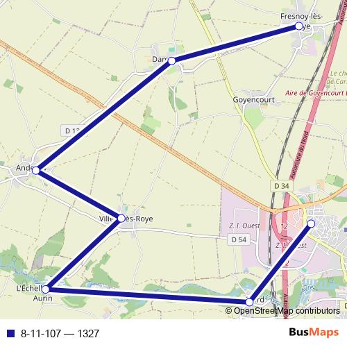 8-11-107 bus Line Map