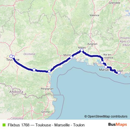Flixbus 1768 bus Line Map