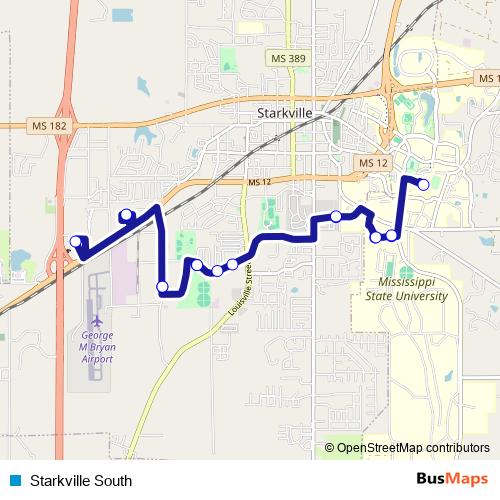 Starkville South bus Line Map