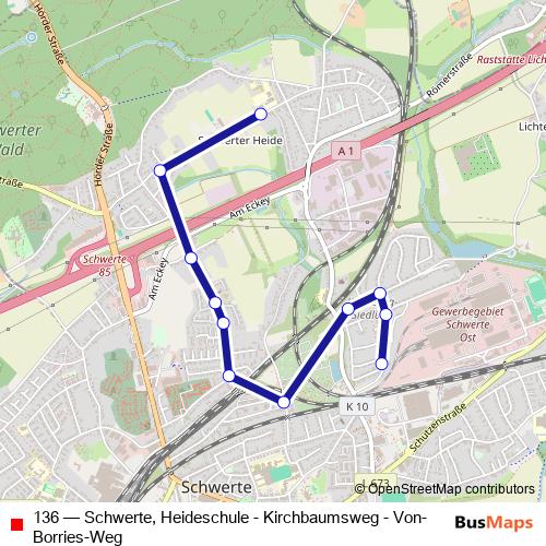 136 bus Line Map