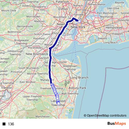 136 bus Line Map