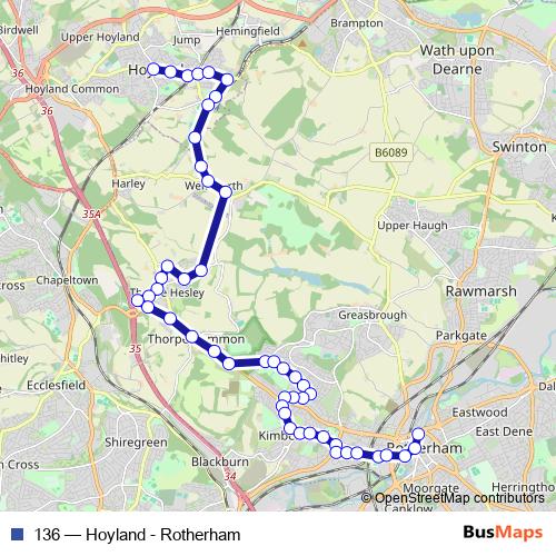 136 bus Line Map