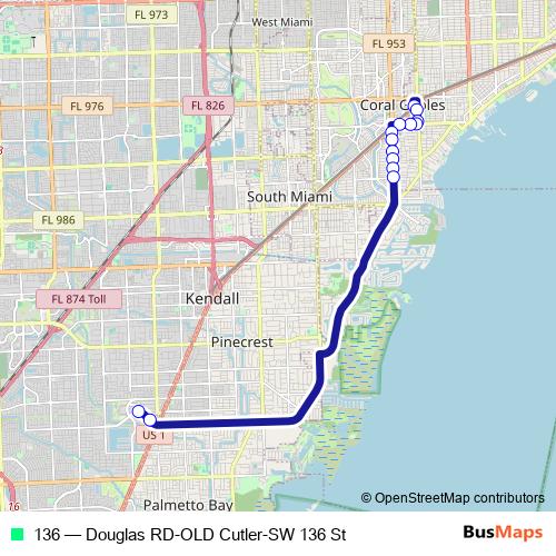 136 bus Line Map