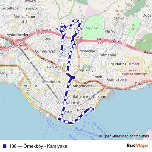 136 bus Line Map