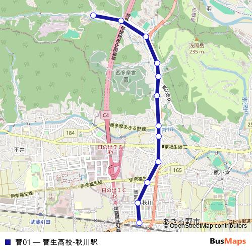 菅01 bus Line Map
